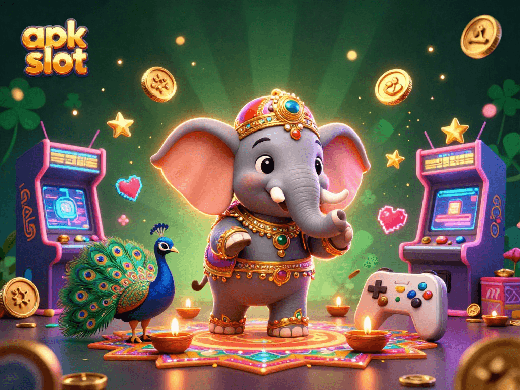 menang besar dengan apk slot di kasino online, ilustrasi berwarna-warni dan menarik