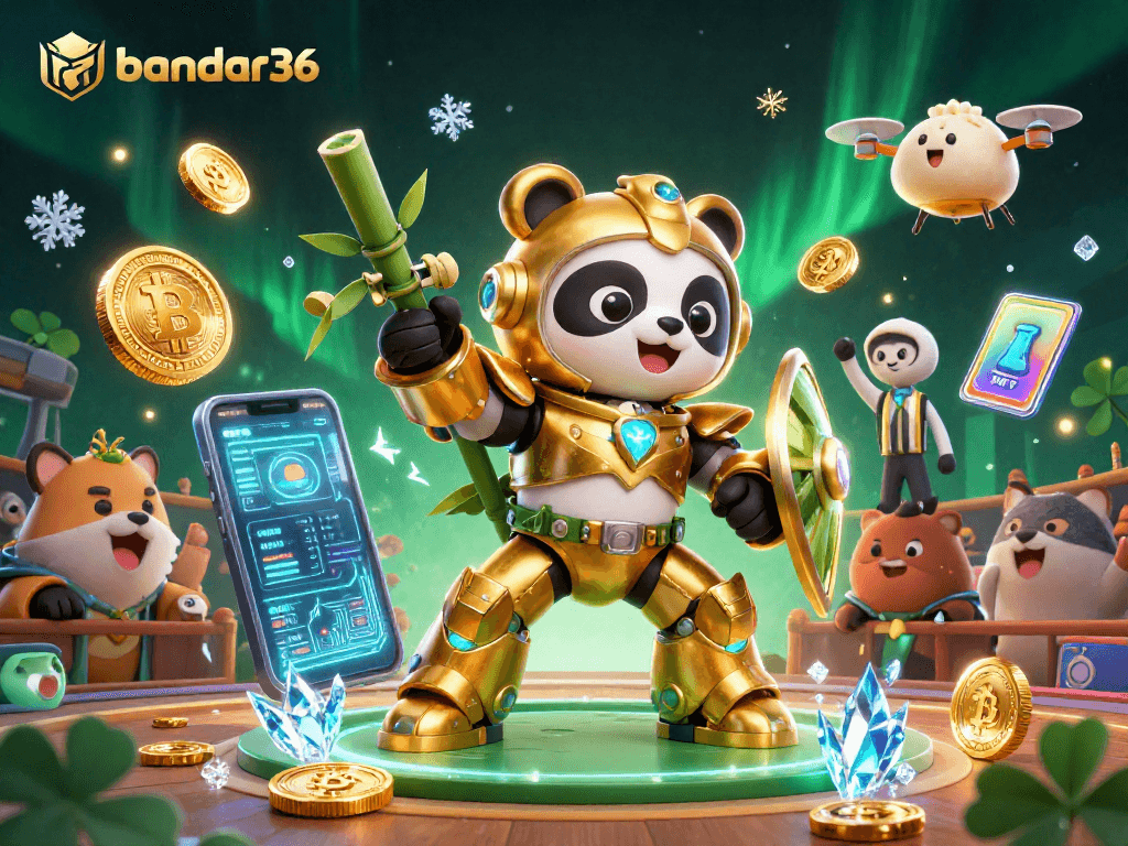 Slot dan kasino digital di bandar36 dengan panda emas beraksi yang bersemangat untuk para penjudi.