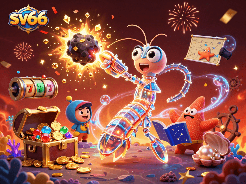 Experience winning excitement at sv66 with a vibrant 3D casino scene filled with treasures.