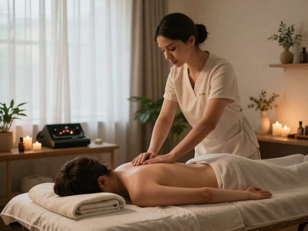 Relaxing wellness therapy scene showcasing 성북출장안마 with professional massage therapist in a serene environment.
