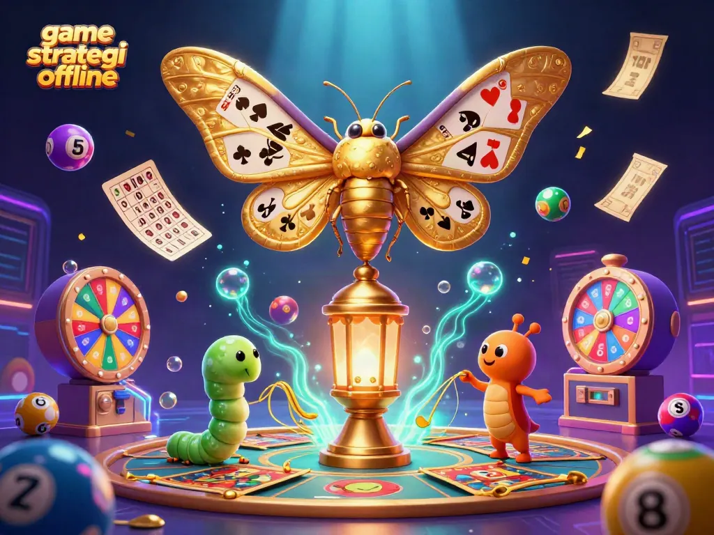 Ambil bagian dalam keseruan game strategi offline dengan ilustrasi kasino yang memikat dan elemen berkilau.