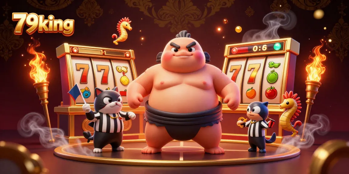 Engage in thrilling gameplay with 79king's lively 3D casino illustration featuring charismatic characters.