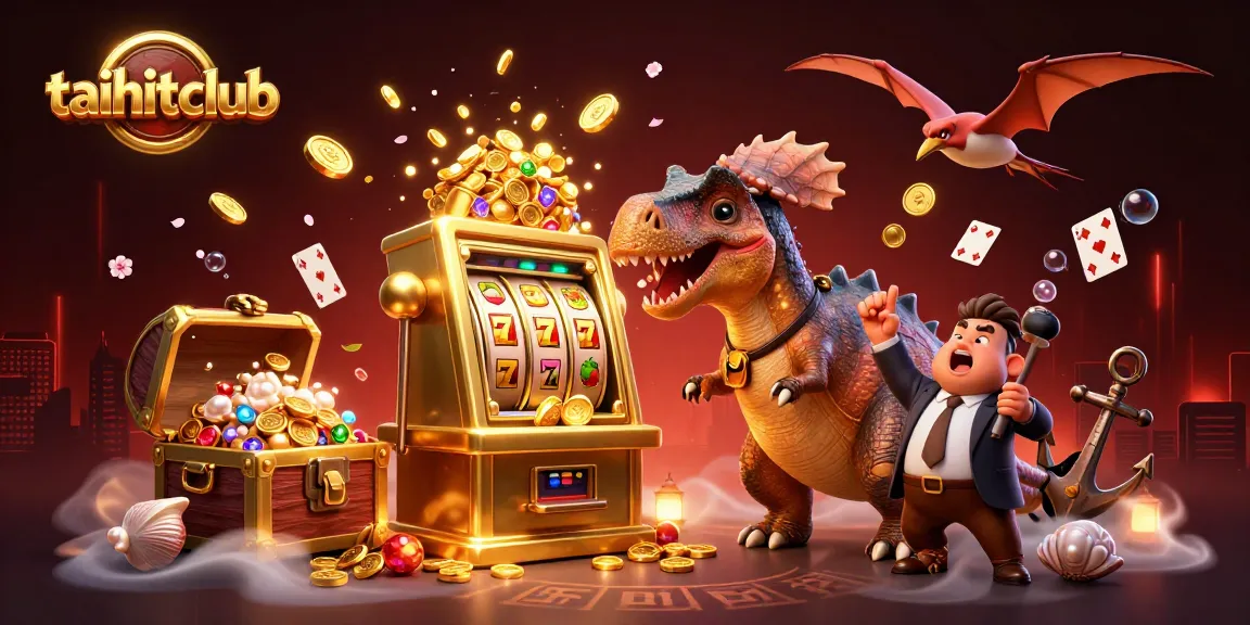 Experience taihitclub's thrilling jackpot moment with a pachycephalosaurus hitting a golden slot machine