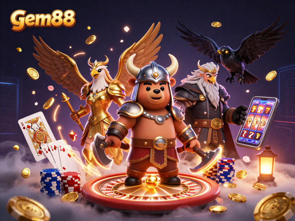 Experience the excitement of gem88 with vibrant casino characters and dynamic gaming elements.