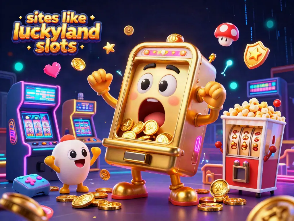 Experience excitement at sites like luckyland slots with a golden slot machine celebrating its jackpot victory.