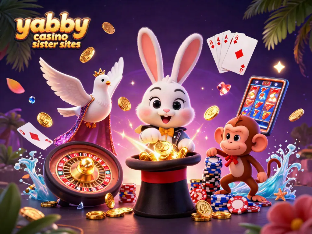 Experience thrilling gameplay at yabby casino sister sites with cartoon characters enjoying casino fun.