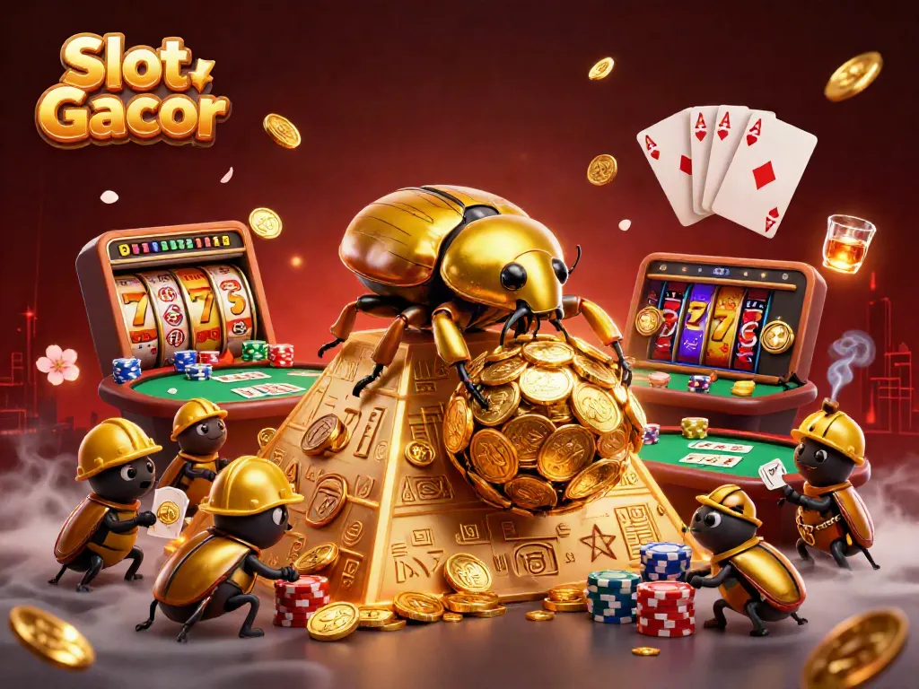 Experience the thrill of Slot Gacor with vibrant casino elements and dynamic characters in a whimsical setting.