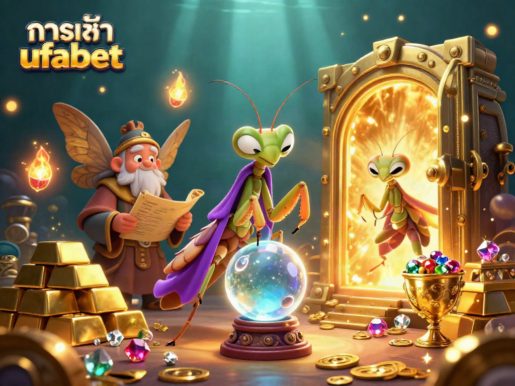 Experience ทางเข้า ufabet in an immersive gambling scene featuring fantasy characters and treasure