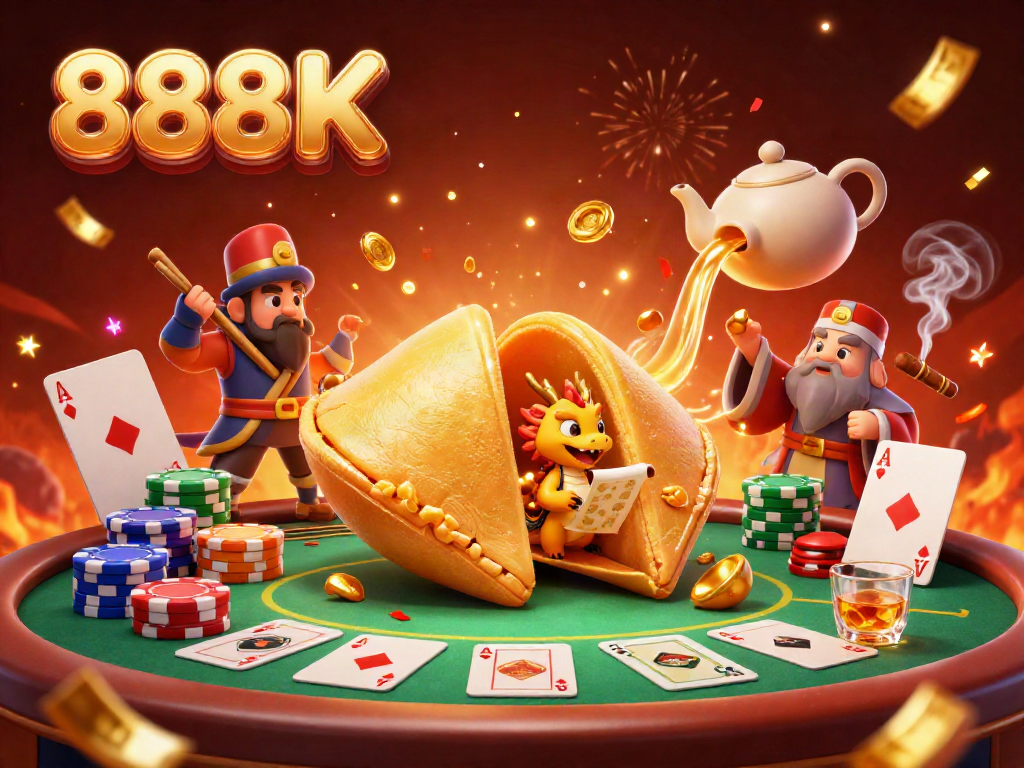 Join the high-stakes action with 888K as golden fortune elements enhance the gambling thrill.