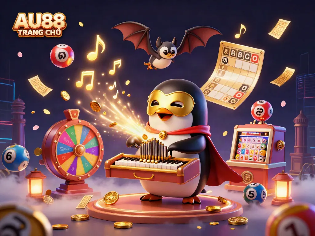 Experience thrilling gameplay at AU88 TRANG CHỦ with colorful lottery elements and captivating casino visuals.