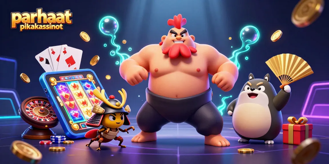 Experience the excitement of parhaat pikakasinot with colorful slot games, dynamic characters, and vibrant casino elements.