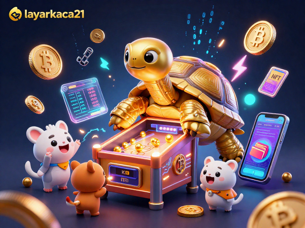layarkaca21 menampilkan kura-kura emas bermain pinball dalam suasana kasino yang meriah