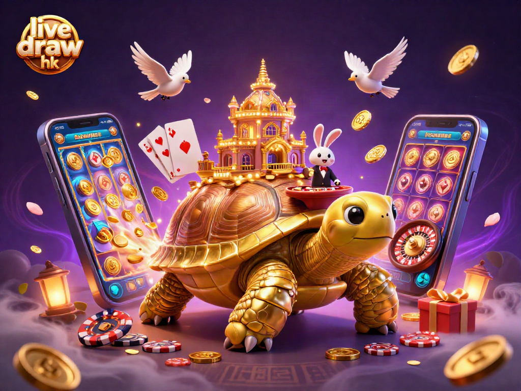 Experience the excitement of live draw hk with golden tortoise and rich casino elements.