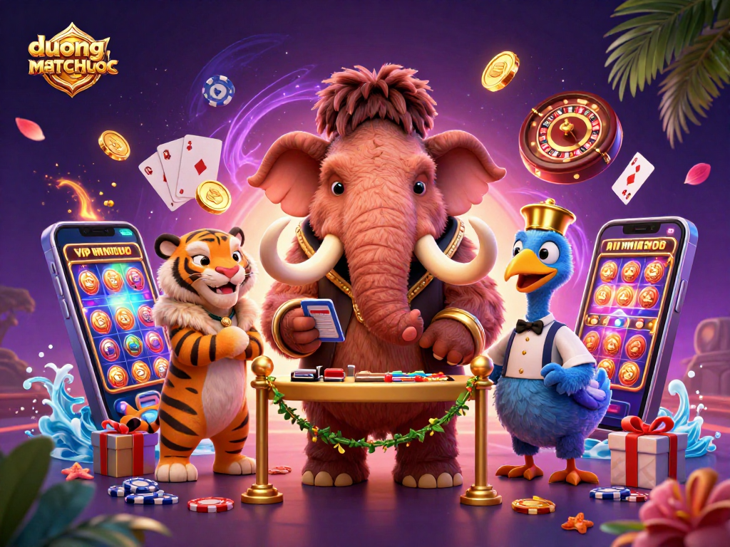 Experience duongmatchuoc as cartoon casino characters welcome players with colorful game elements.