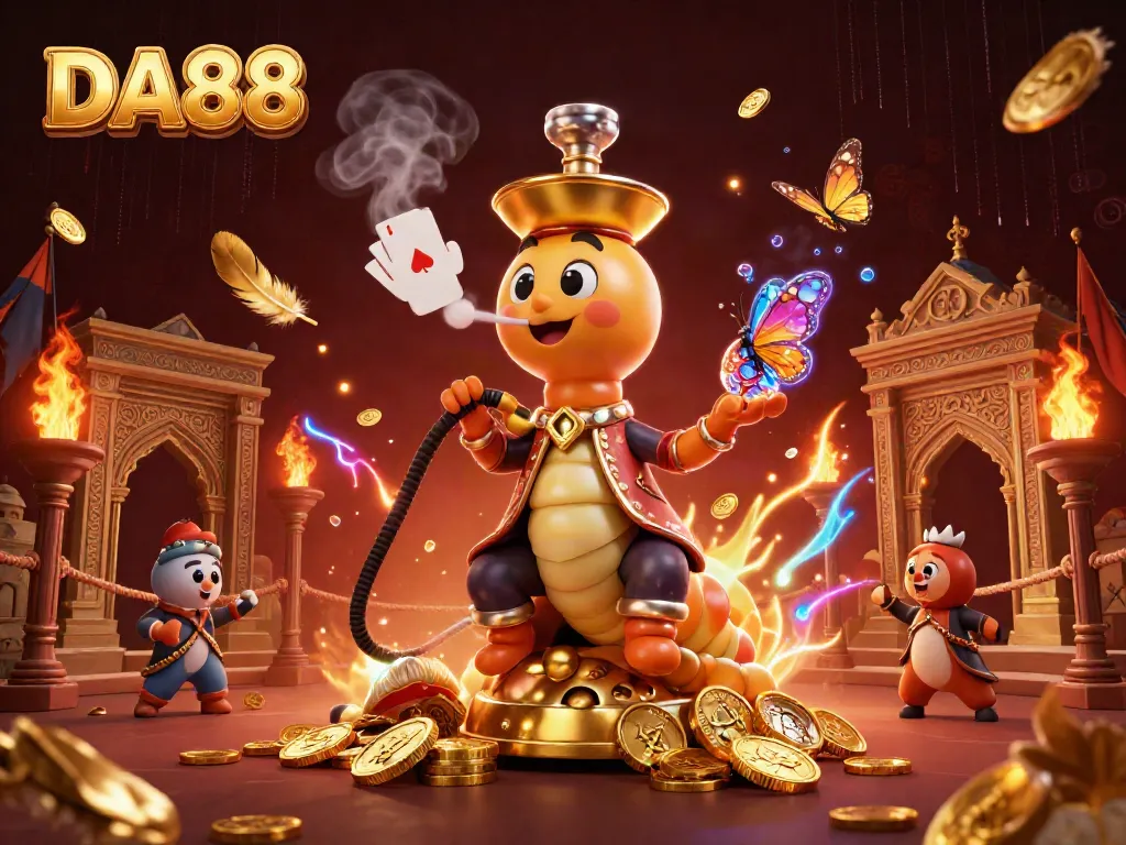 Experience the excitement of DA88 with a vibrant 3D casino scene featuring engaging characters and dynamic game elements.
