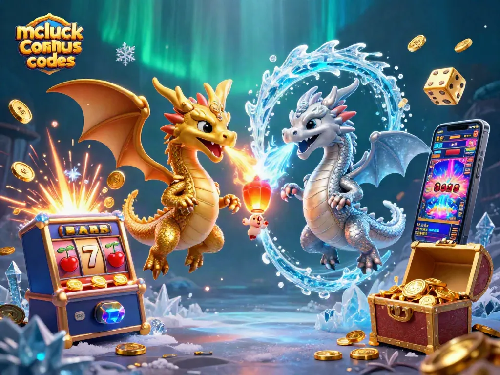 Engage with mcluck casino bonus codes through an enchanting 3D dragon-themed illustration.