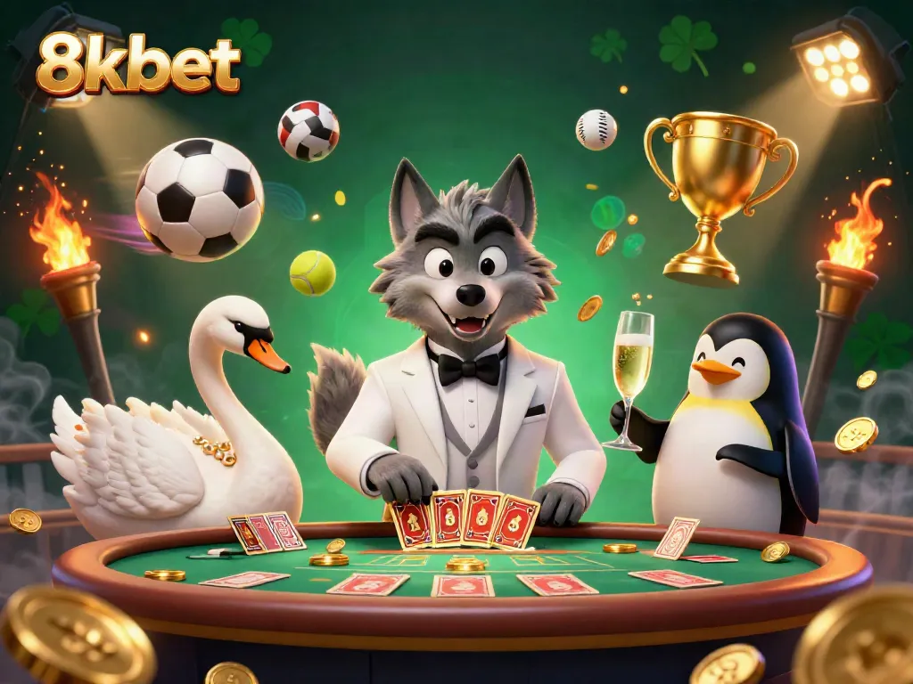 Experience excitement at 8xbet with this vibrant illustration showcasing dynamic gambling elements.