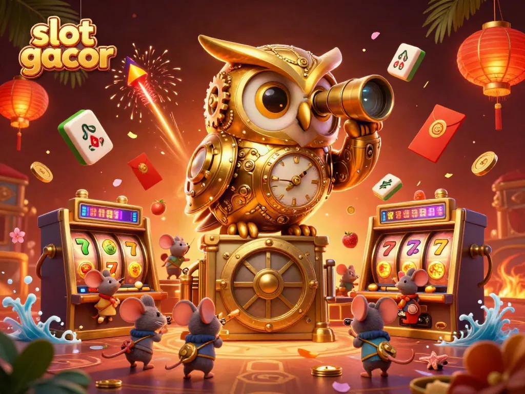 Experience the thrill of playing slot gacor amidst 3D characters and vibrant casino elements.