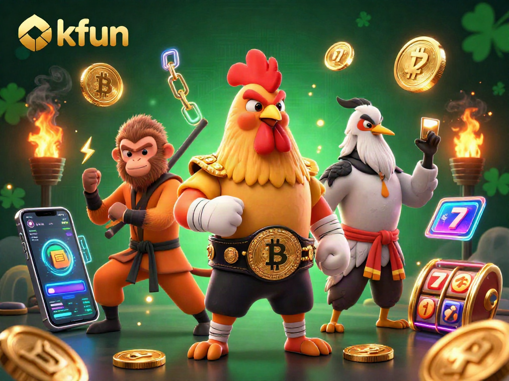 Engage in thrilling action with okfun's diverse characters amidst vibrant casino elements.