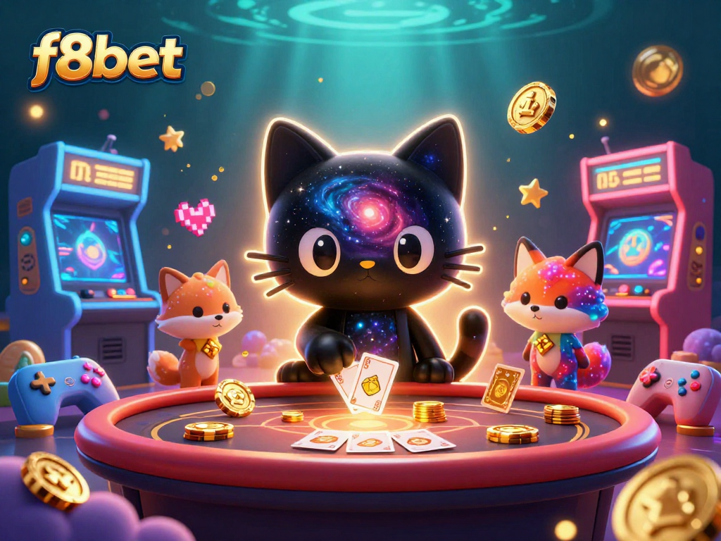 Experience exciting gameplay at f8bet with characters surrounded by vibrant casino elements.