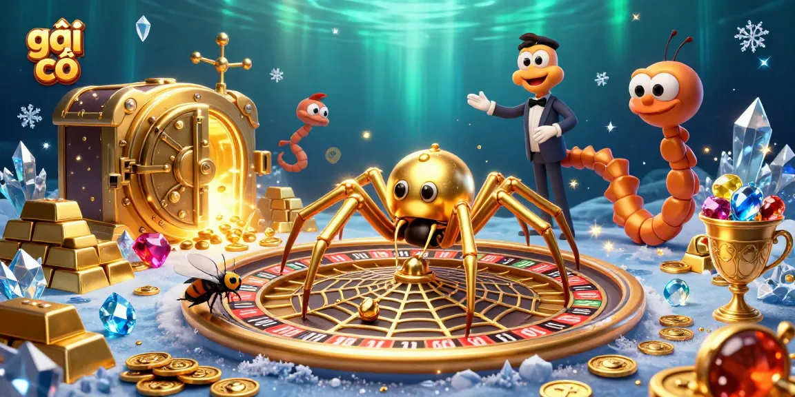 Place bets with the golden spider and croupier in this vibrant gambling scene featuring gái gọi.