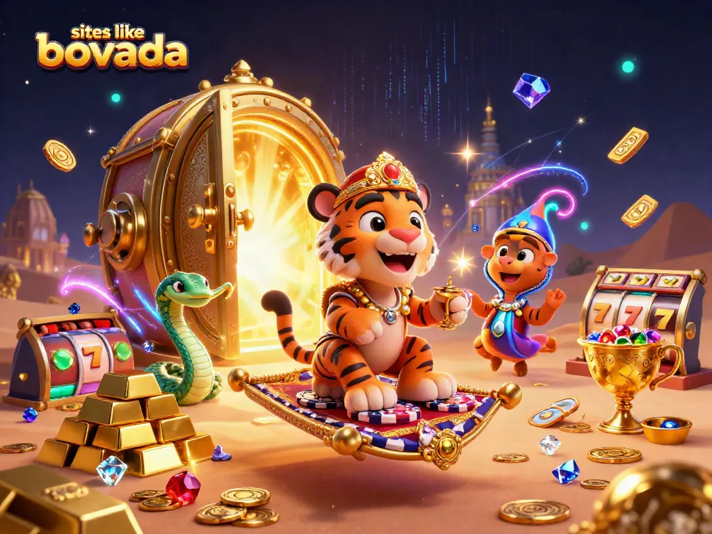 Experience sites like Bovada with thrilling slots and vibrant casino elements in this dynamic scene.