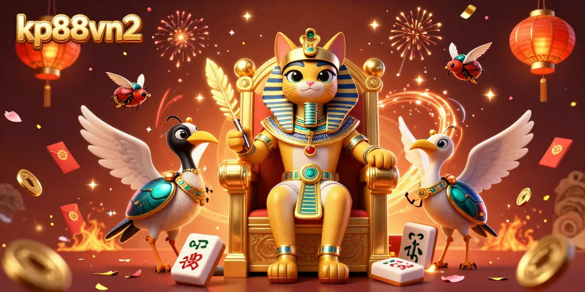 Engage in thrilling gameplay at kp88vn2, where a pharaoh cat oversees a dazzling casino scene.