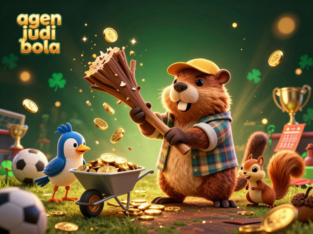 Engage in exciting sports betting at agen judi bola with animated characters and vibrant casino elements.