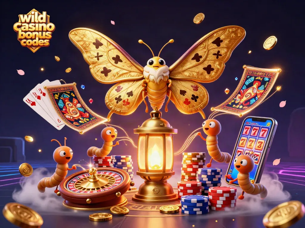 Play with wild casino bonus codes and enjoy vibrant gaming scenes with golden elements.