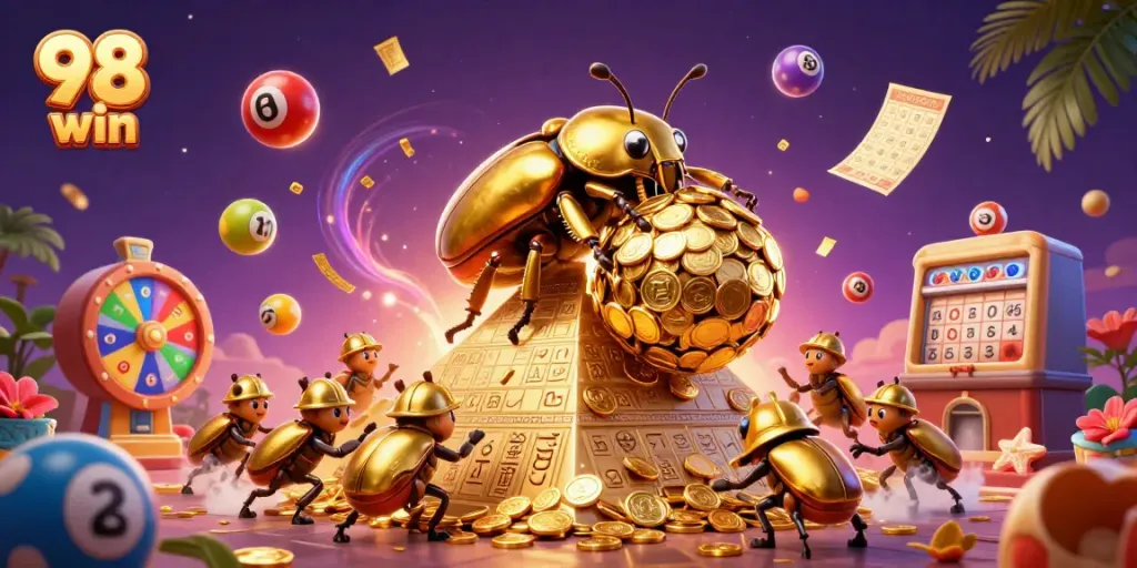 Experience thrilling gameplay with 98 win while enjoying vibrant lottery and casino elements.