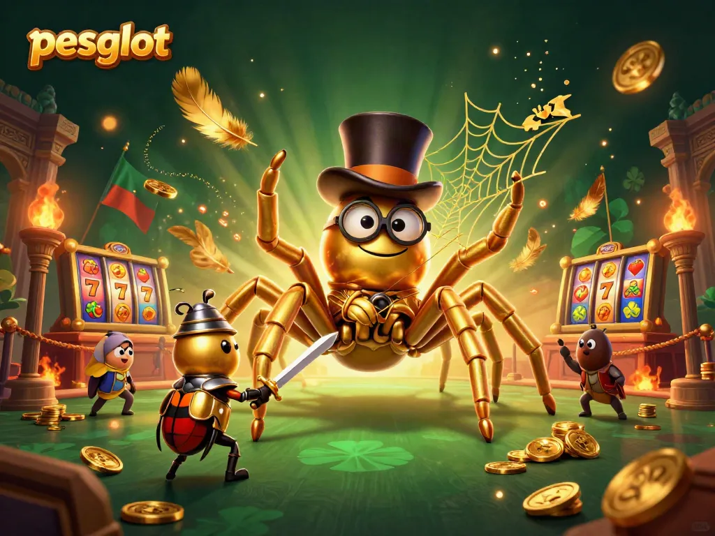 Play exciting slot games at pesgslot with a captivating scene of vibrant characters and rich casino elements.