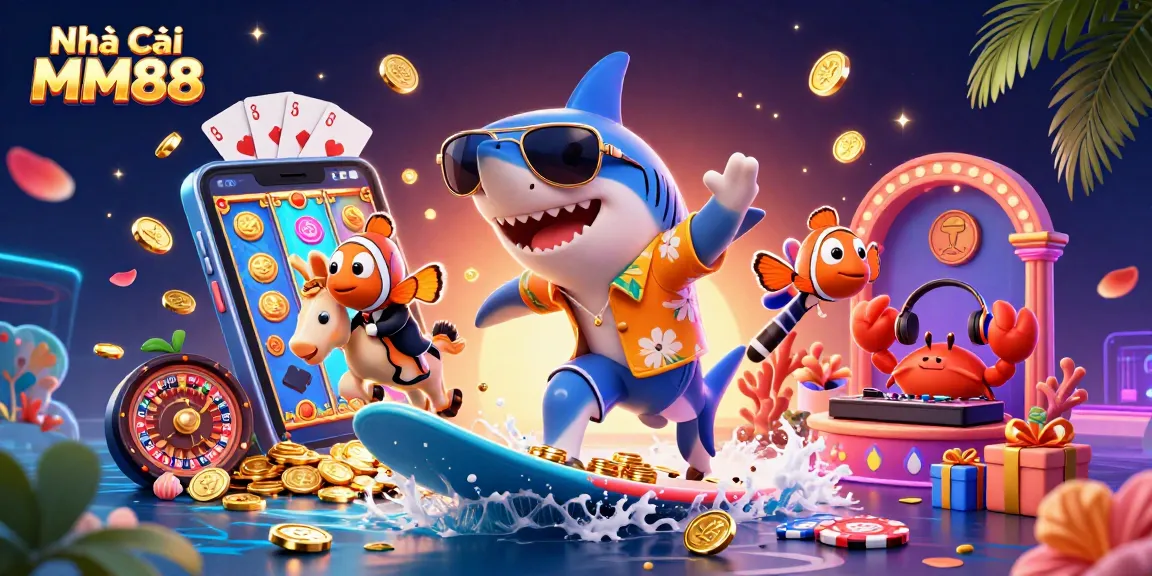Play exciting games at Nhà Cái MM88 with vibrant graphics and energetic design elements.