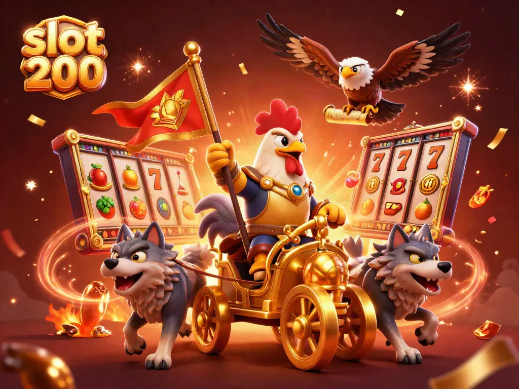 Experience thrilling slot 200 action in a vibrant casino-themed illustration featuring character dynamics and gaming elements.