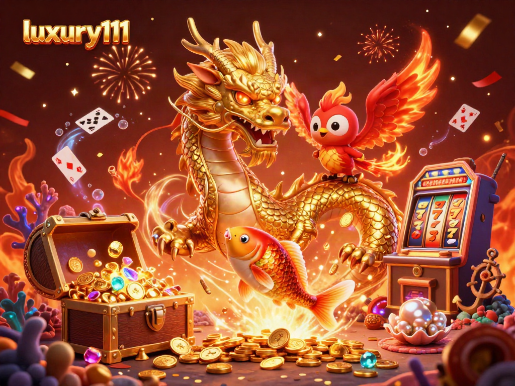 Experience thrilling moments at luxury111 with vibrant casino elements and animated characters.