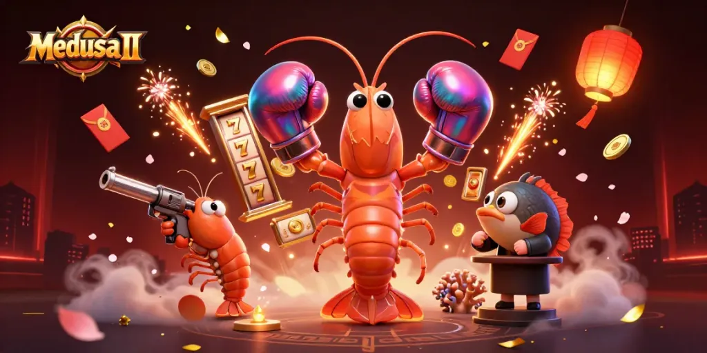 ภาพ Medusa II แสดงเกมสล็อตที่มีตัวละครน่ารักและซองสีแดงนำโชคในบรรยากาศคาสิโน