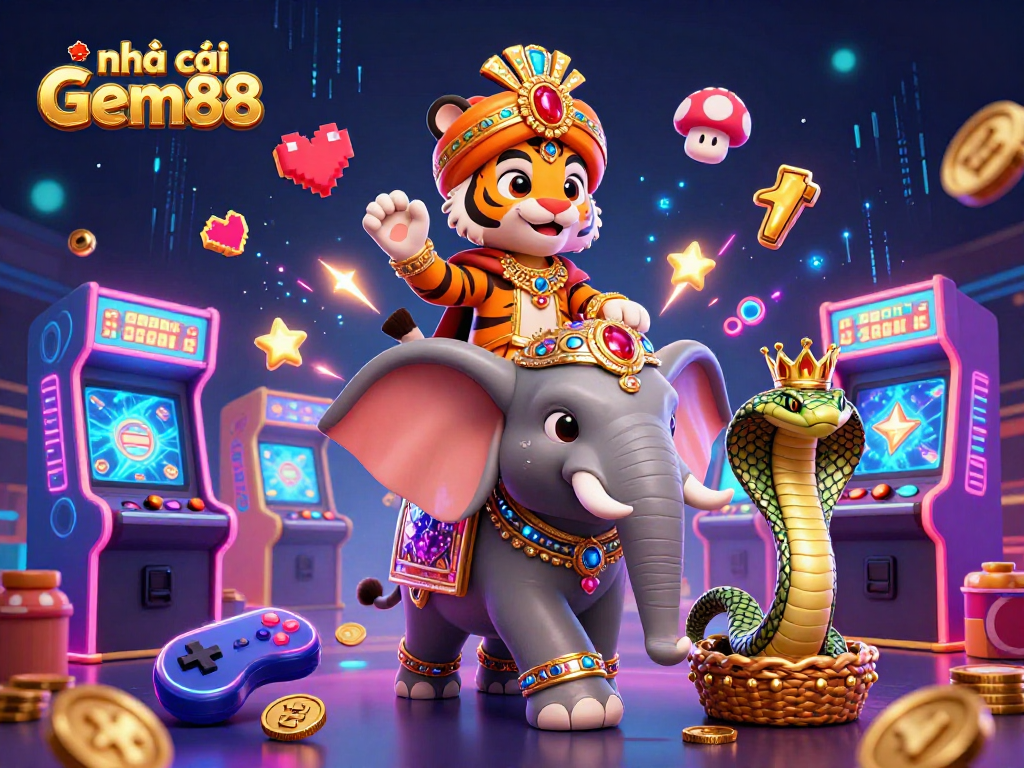 Engage with the vibrant world of nhà cái Gem88 at this dynamic casino gaming illustration.