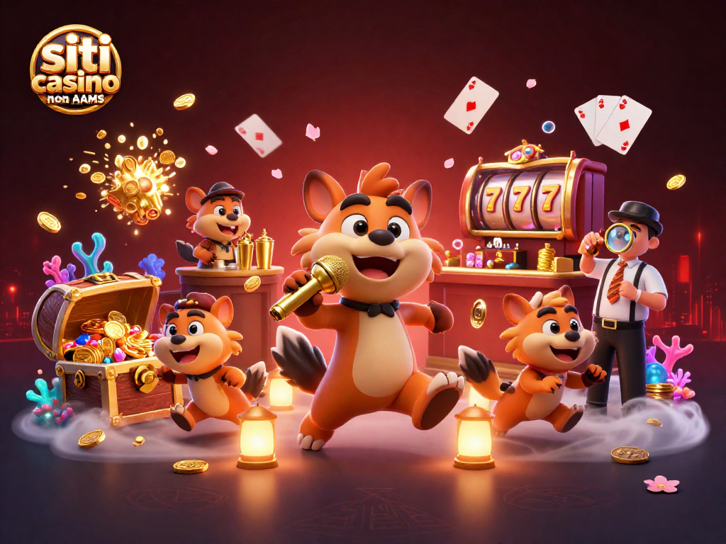 Gioca nei migliori siti casino non AAMS con un'illustrazione vivace di animali che si divertono.