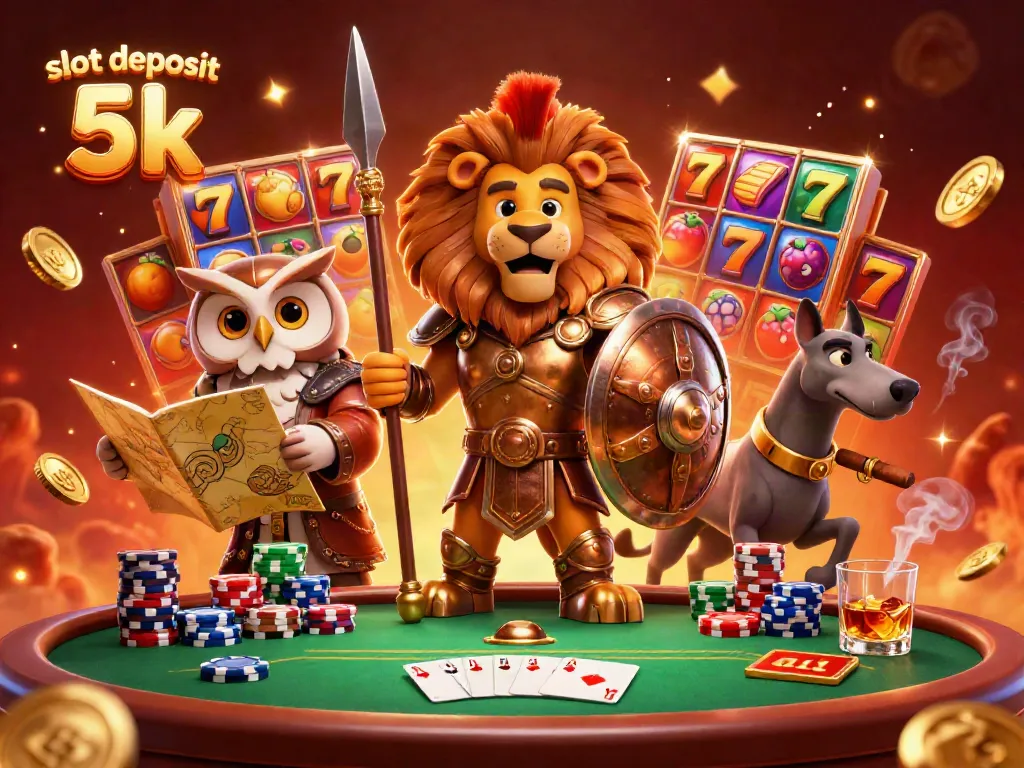 Experience the excitement of slot deposit 5k with vibrant characters, spinning reels, and winning symbols in thrilling gameplay.