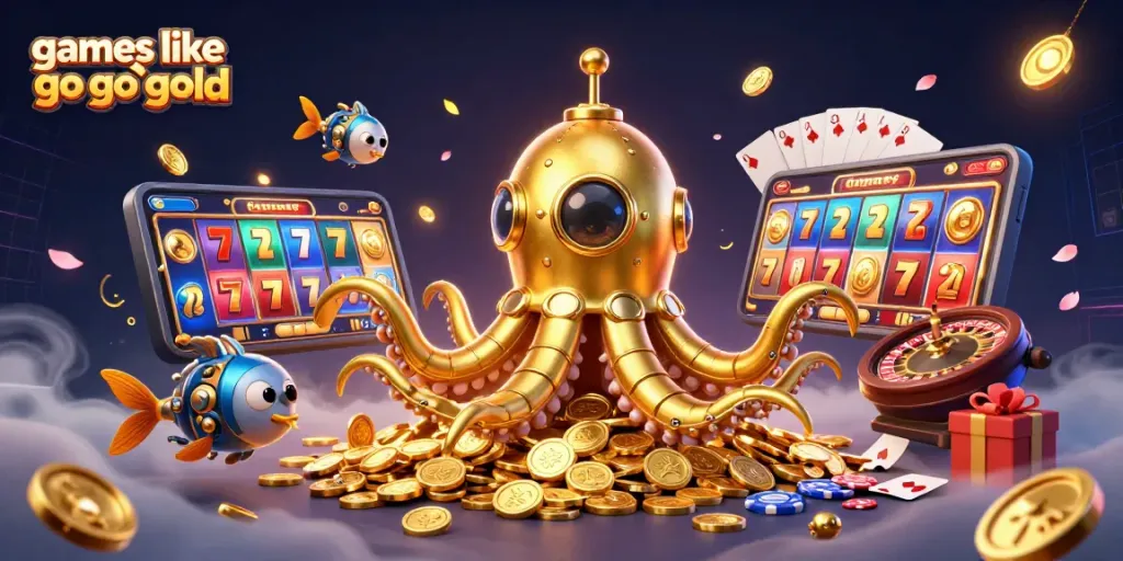 Experience thrilling gameplay with games like Go Go Gold, featuring vibrant slots, golden coins, and engaging characters.