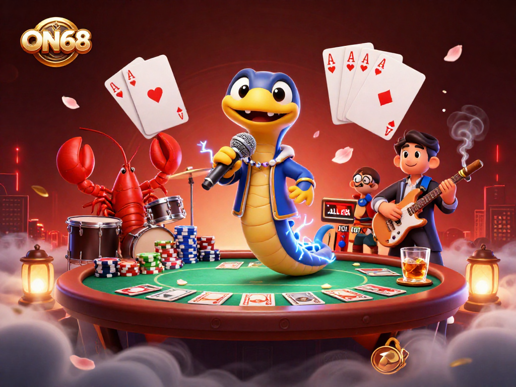 Join the fun at ON68 with an electric eel DJ and exciting poker gameplay under the sea!
