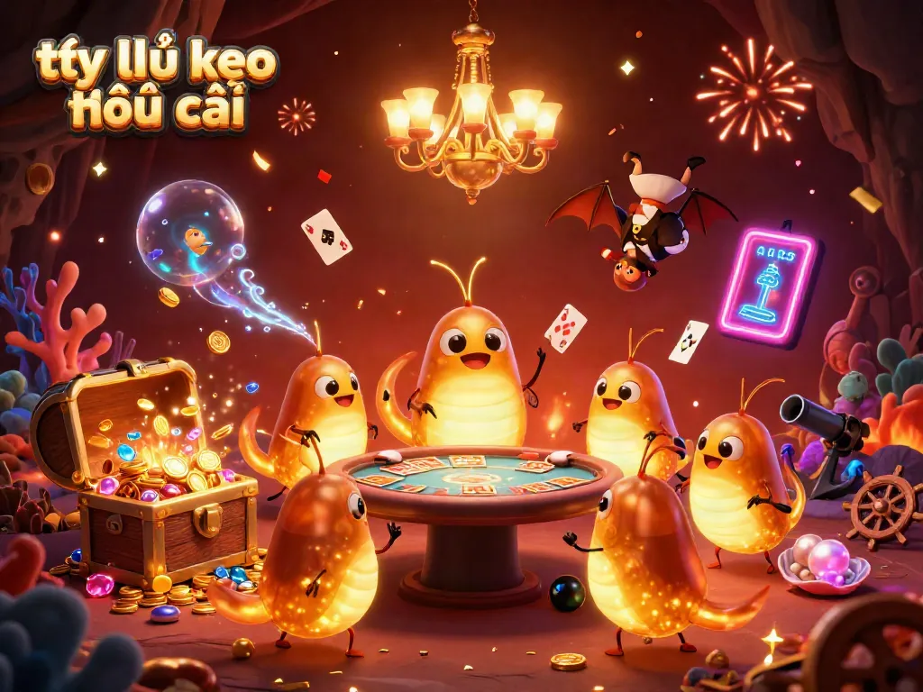 Engaging scene of tỷ lệ kèo nhà cái displayed with glowworms lighting up a casino, highlighting bioluminescent elements.
