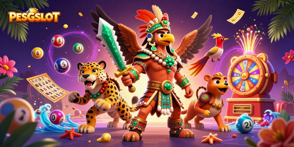 PESGSLOT menyuguhkan aksi permainan mega jackpot dengan karakter pejuang Aztec dan elemen permainan koktail.