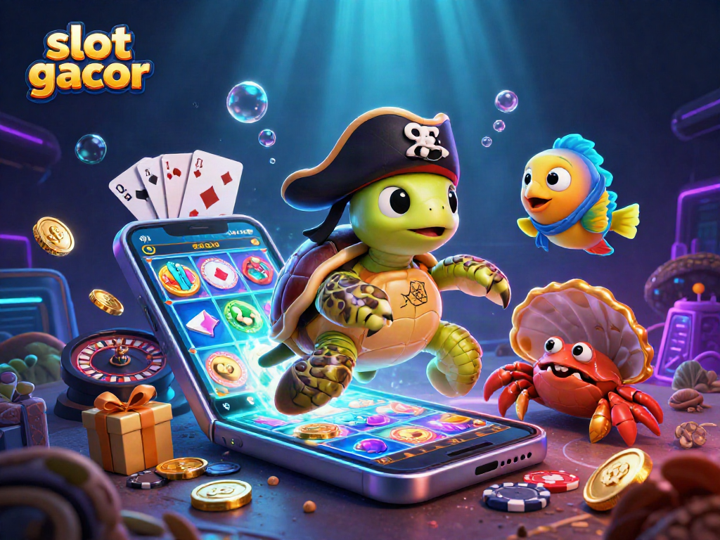 Engage with slot gacor features as colorful treasure elements animate in this vibrant scene.