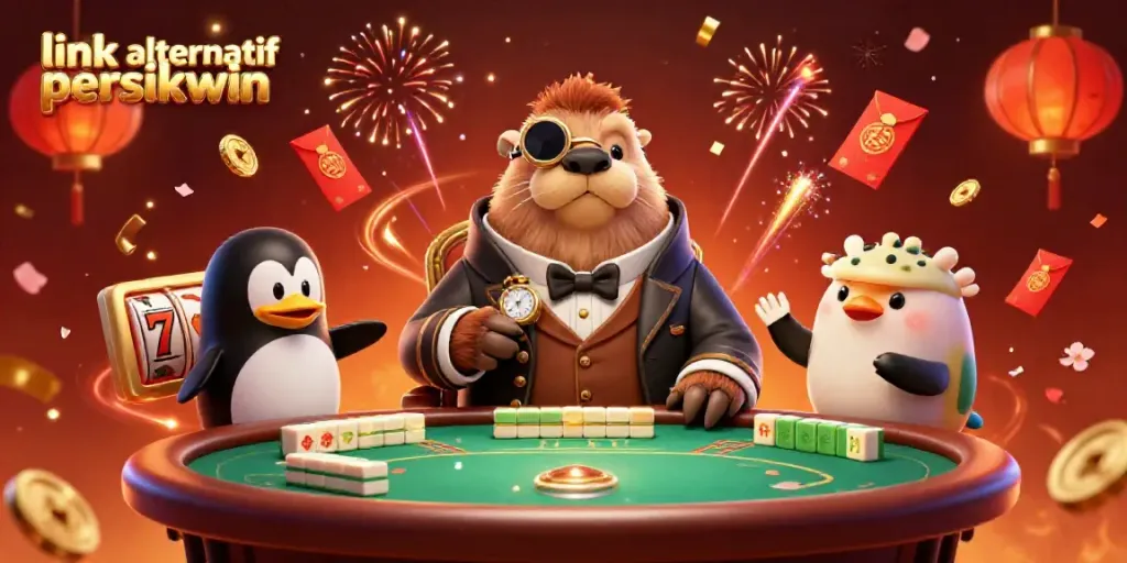 Menggunakan link alternatif persikwin, walrus jolly sedang bermain poker di bawah laut, dikelilingi mahjong dan slot.