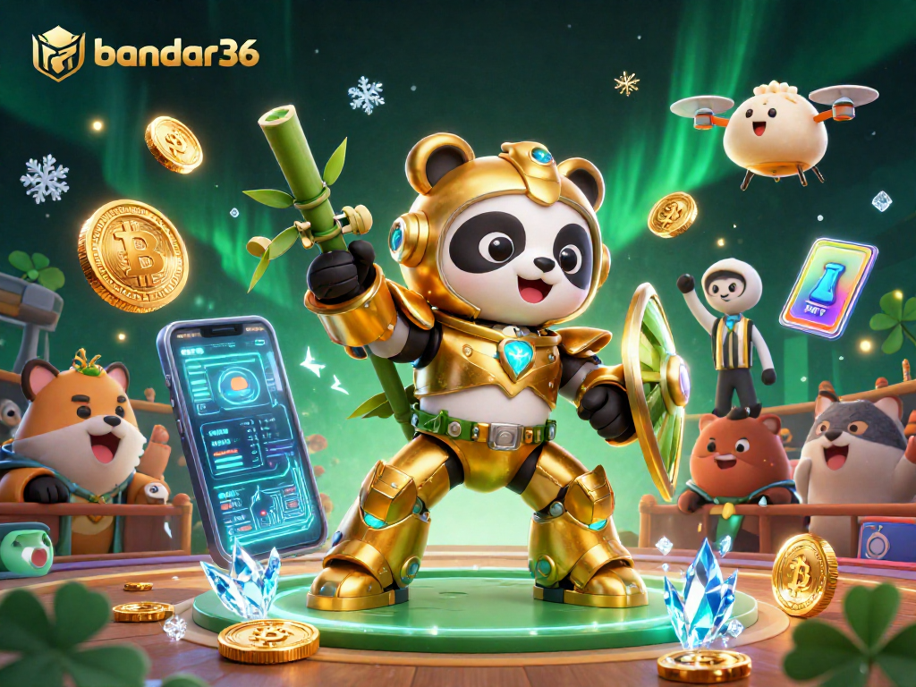 Slot dan kasino digital di bandar36 dengan panda emas beraksi yang bersemangat untuk para penjudi.