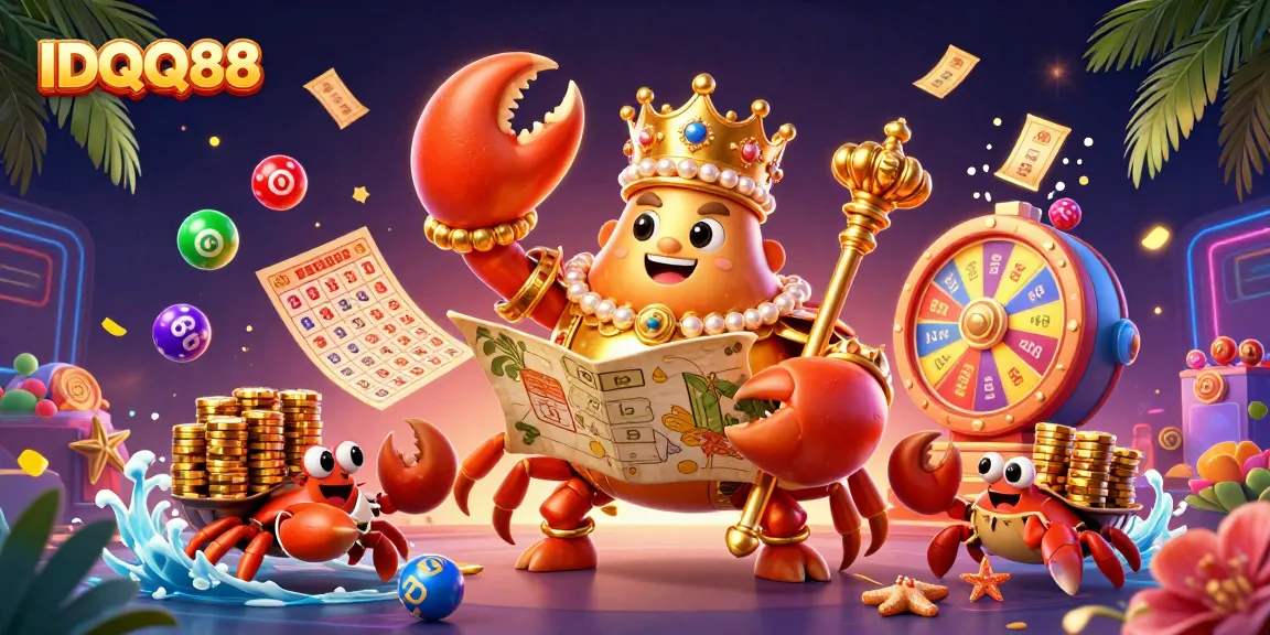 Engage with IDQQ88's vibrant lottery scene featuring lively characters and dynamic game elements.