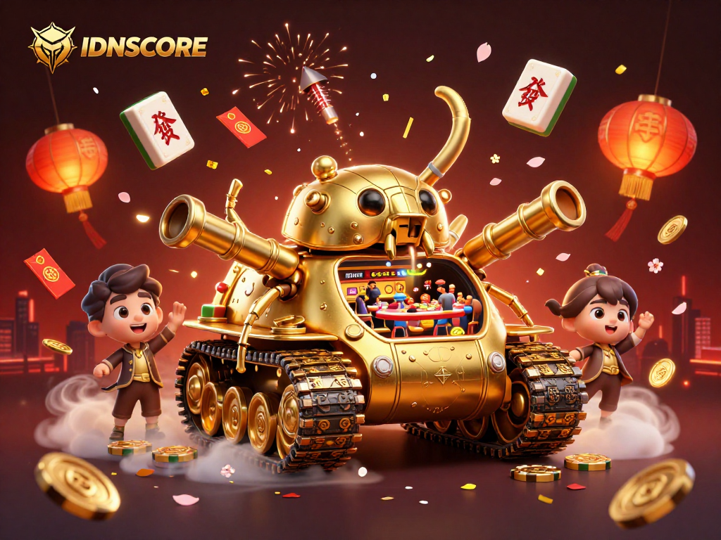 Engage with casino excitement at IDNSCORE, featuring a vibrant golden beetle tank bursting with mini-games.