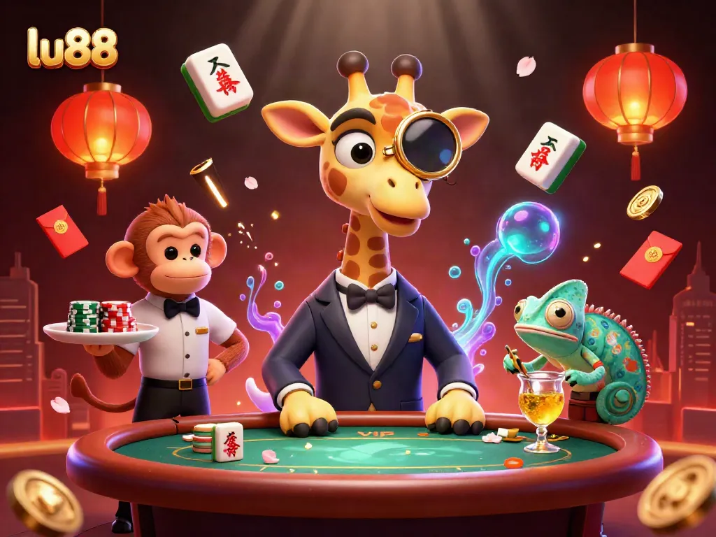 Experience the excitement at lu88 with vibrant casino characters in a rich gambling atmosphere.