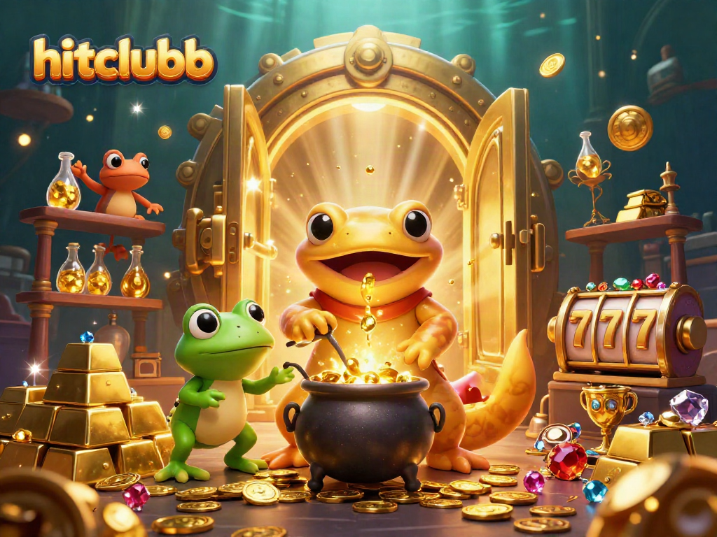 Experience hitclubb thrilling gaming action with a vibrant 3D scene of alchemists and gold, showcasing exciting casino elements.