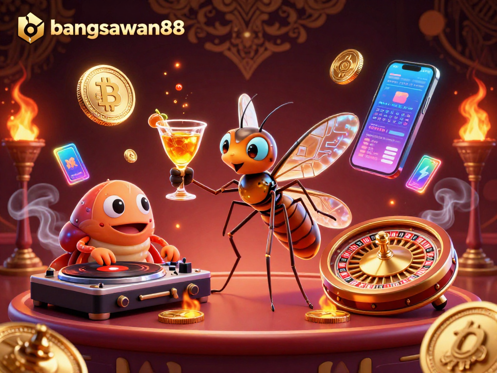 Experience the excitement of bangsawan88 with a thrilling casino scene featuring a vibrant mascot.